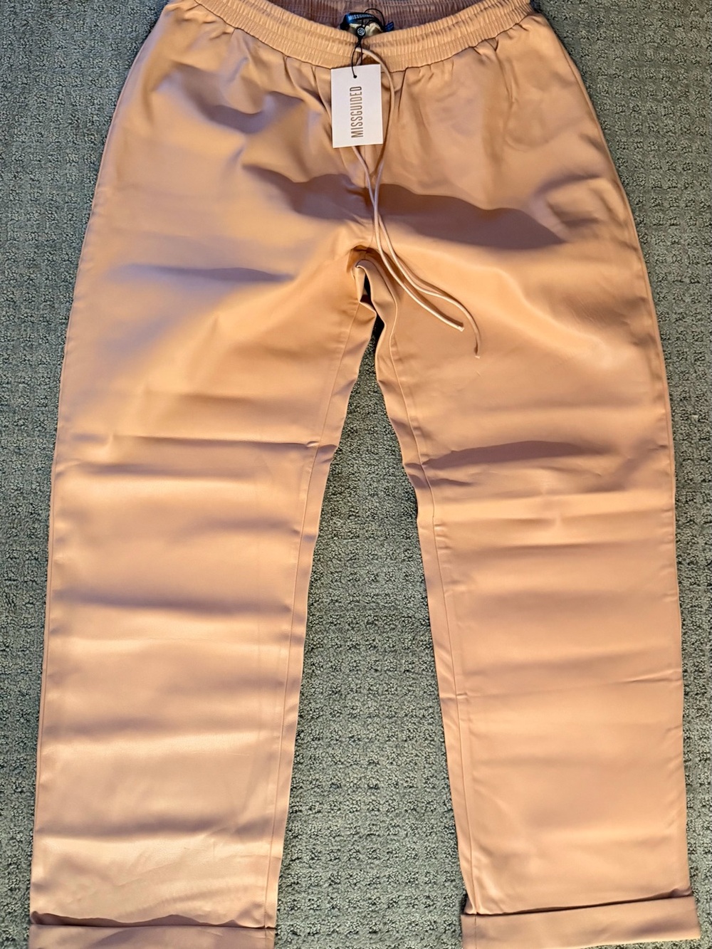 Missguided Peach Faux Leather Drawstring Jogger Pants